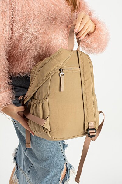 Çanta Trend Soft Textured Ultra-Lightweight, Waterproof Polyamide Fabric Backpack Mink Model: (571-13-14A)