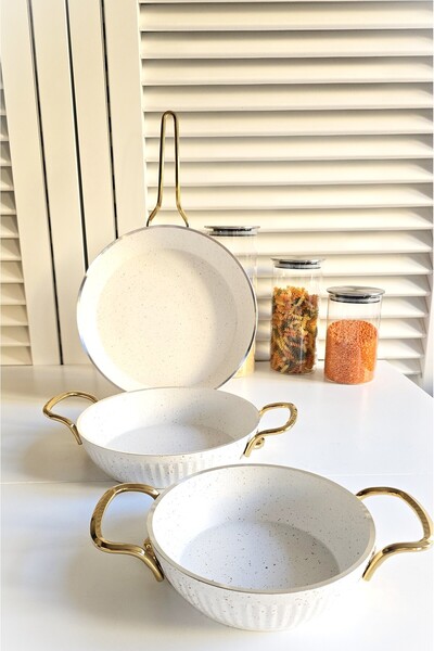 Lines Maya 3 Piece Sahan Pan Set Gold Series
