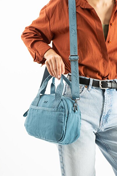 571 Collections Çanta Geantă de umăr și de braț din material poliamidic ultra-ușor, rezistent la apă, cu textura moale, albastru Model: (571-13-14H)