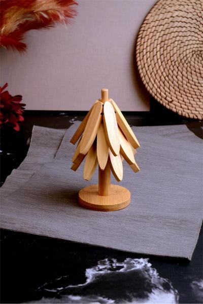 Bayev Suport din lemn de bambus, set de 3 suporturi pentru pahare și farfurii 700823