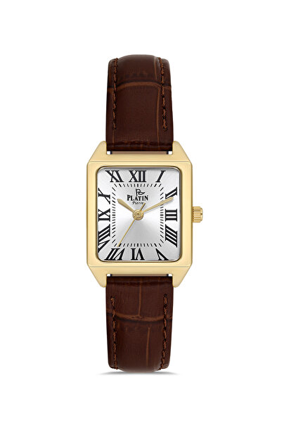 Platin Pierre Pl-1168Lb-O1 Leather Cord Square Women Wrist Watch