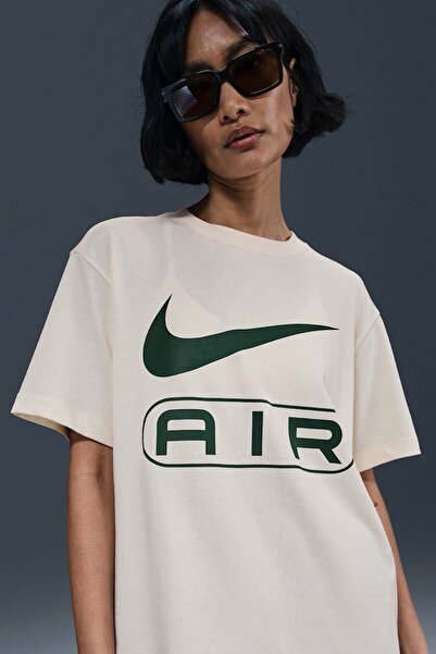 Nike Спортивний одяг Air Loose Fit T-shirt Жіночий вільний крій Бавовняна футболка Крем