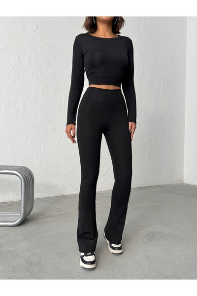 OPENDO Kışlık İçi Polarlı Yüksek Bel Toparlayıcı Ispanyol Paça Flare Kadın Tayt Pantolon