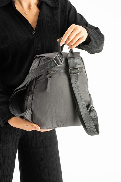 Çanta Trend Soft Textured Ultra-Lightweight, Flexible and Waterproof Polyamide Fabric Backpack Gray Model: (571-13-14B)