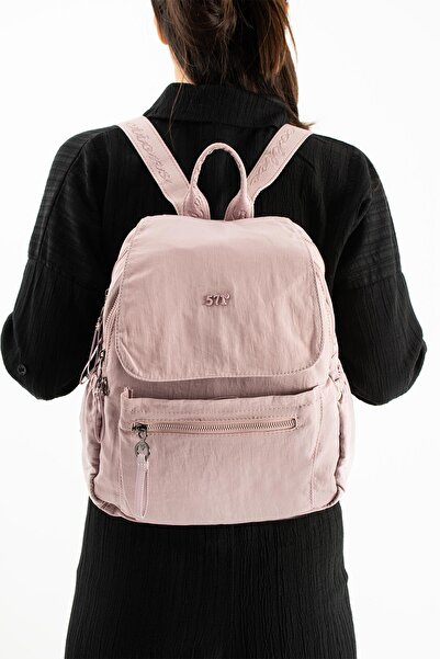 Çanta Trend Soft Textured Ultra-Lightweight, Waterproof Polyamide Fabric Backpack Navy Blue Model: (571-13-14B)