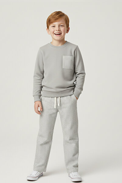 My Kids Wear Boys' Striped Pocket Tracksuit Set 2-10 Years Old