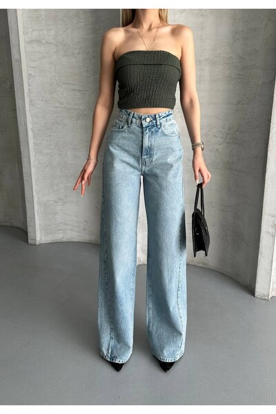 ZDN JEANS Kadın Baggy Loose Açık Mavi Jean