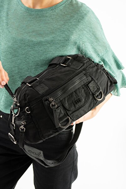 571 Collections Çanta Soft Textured Ultra-Lightweight, Waterproof Polyamide Fabric Shoulder and Arm Bag Black Model: (571-13-14K)