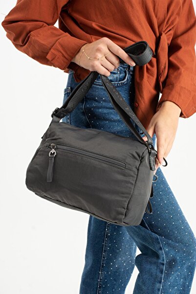 571 Collections Çanta Yumuşak Dokulu Ultra Hafif, Esnek ve Su Geçirmez Polyamid Kumaş Omuz Çantası Gri Model: (571-13-14C)