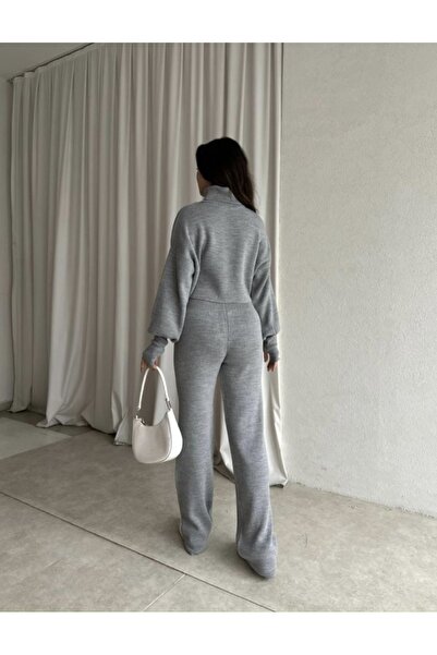 MOVELLA FASHİON Balıkçı Yaka Parmak Geçirmeli Movel 2’Li Triko Takım