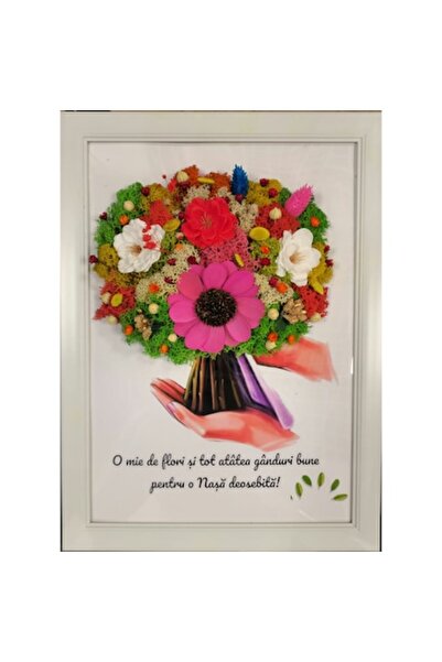 OEM Tablou decorativ cu mușchi 10x15 cm, alb