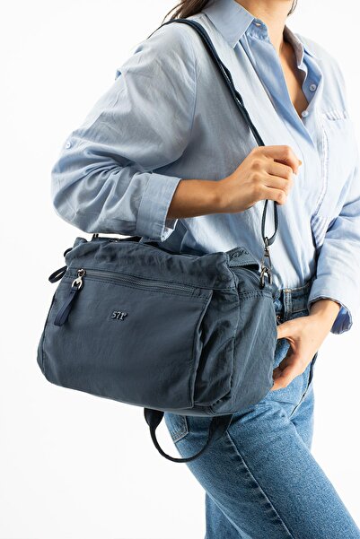 571 Collections Çanta Soft Textured Ultra-Lightweight, Waterproof Polyamide Fabric Shoulder/Arm Bag Navy Blue Model:(571-13-14F)