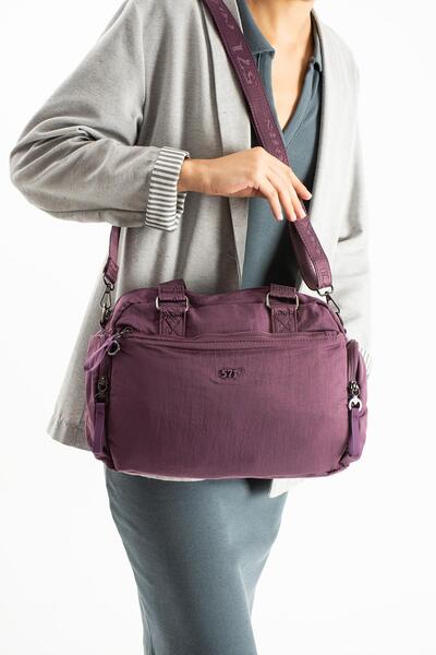 571 Collections Çanta Yumuşak Dokulu Ultra Hafif, Su Geçirmez Polyamid Kumaş Omuz ve Kol Çantası Mor Model: (571-13-14G)