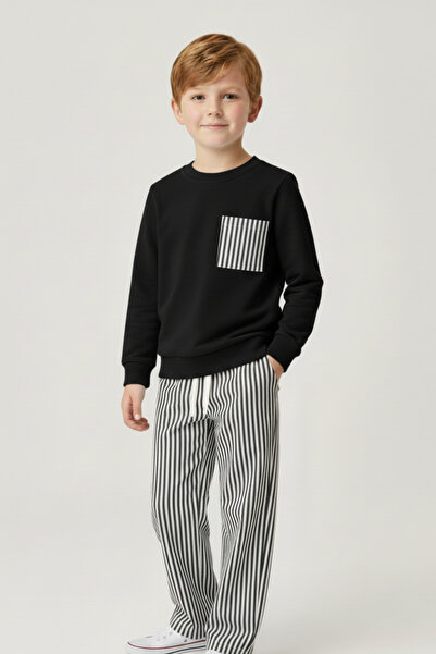 My Kids Wear Boys' Striped Pocket Tracksuit Set 2-10 Years Old