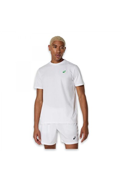 Asics 2041A348 Court Graphic Ss Top Beyaz Erkek T-Shirt