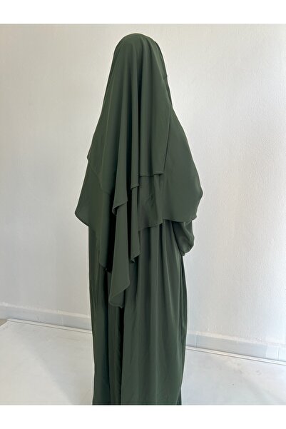 MERVERA Two-Layered Sufle & Robali Dress Set Medi̇ne Silk Tesettür Dress