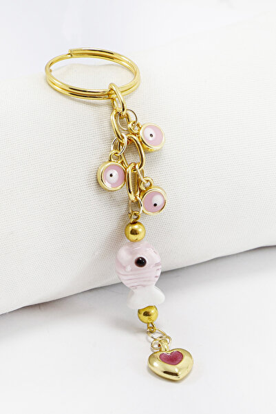 biuti Μικρό ροζ χρώμα με διακοσμητικό κρεμαστό μπρελόκ από χειροποίητο γυαλί ...