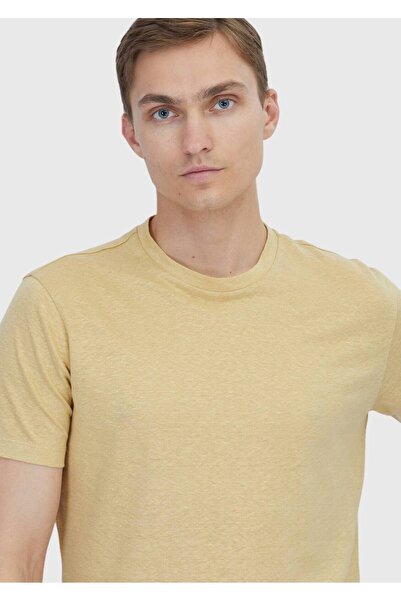 Ramsey Μπλουζάκι από 100% λινό με λαιμόκοψη Safran Plain