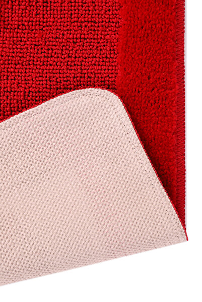 Konfor Halı Doğal Kaymaz Taban Banyo Paspas Uzun Ömürlü Su Emici Yıkanabilir Yazılı Paspas Merry Kırmızı 60x100