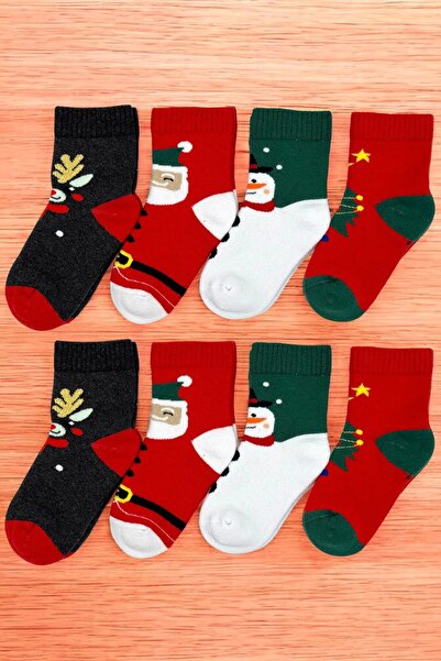 ZENGİN 8 чифта безшевни коледни зимни дебели кърпи Детски чорапи