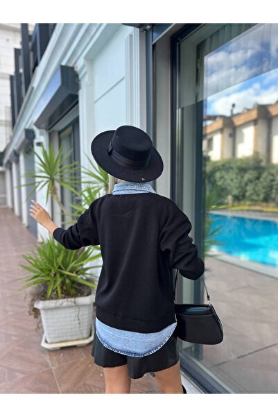 For Angels Denim Polo Knitwear Sweater with Collar and Skirt