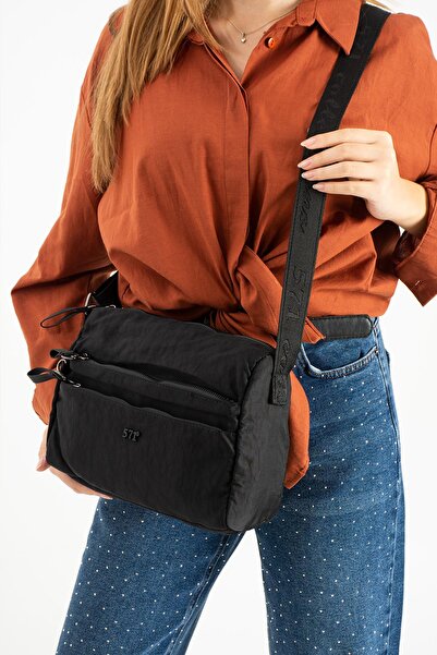 571 Collections Çanta Soft Textured Ultra-Lightweight, Flexible and Waterproof Polyamide Fabric Shoulder Bag Black Model: (571-13-14
