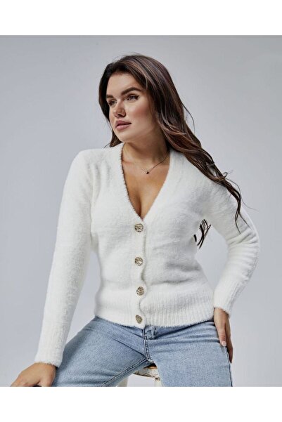 AybarsStore Women's V-Neck Soft Short Knit Cardigan