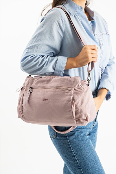 571 Collections Çanta Soft Textured Ultra-Lightweight, Waterproof Polyamide Fabric Shoulder and Arm Bag Pink Model: (571-13-14F)