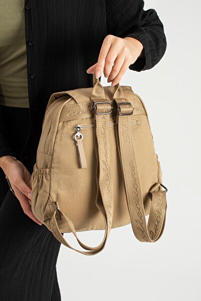 Çanta Trend Soft Textured Ultra-Lightweight, Flexible and Waterproof Polyamide Fabric Backpack Mink Model: 571-13-14B