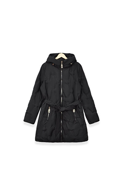 SETTY KOOP Women's Long Quilted Winter Coat with Hood – Warm Puffer Jacket with Adjustable Waist geacă damă