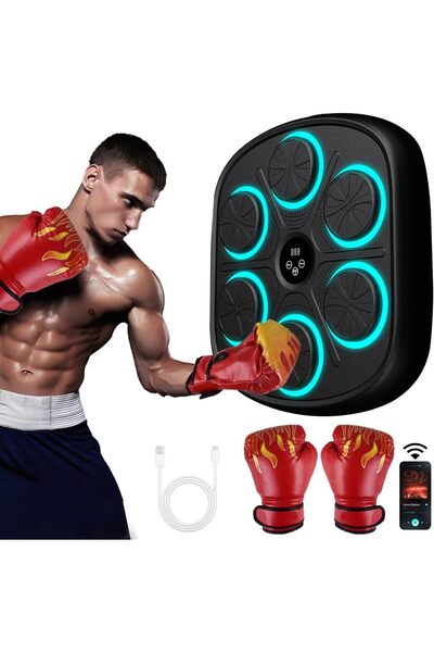 Generic Baswip New Smart Music Boxing Machine with Boxing Gloves, Bluetooth Training Machine with LED Electr