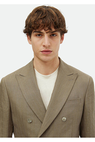 Ramsey Χακί ριγέ μπουφάν Zeroweight εφαρμοστό από λινό μείγμα