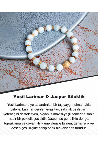 Saff Doğal Taş Green Larimar & Jasper Bracelet