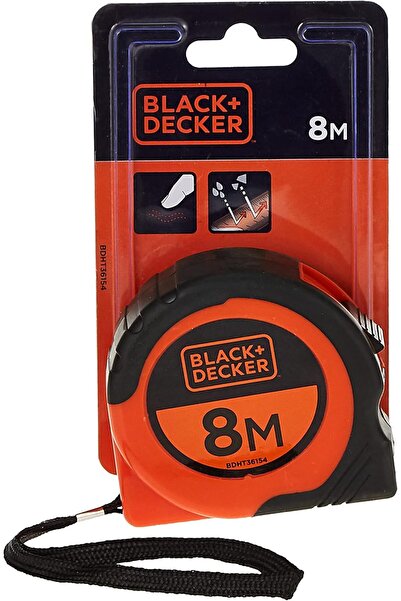Black&Decker Black & Decker 8x25mm Bimaterial Short Measuring Tape, Orange/Black - BDHT36154, 2 Years Warranty