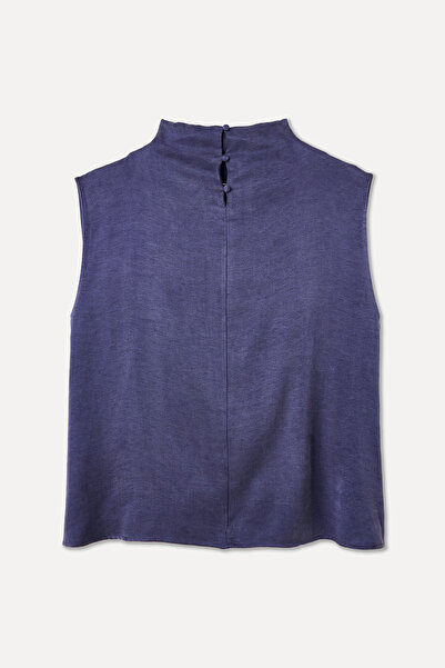Mudo Stand Collar Sleeveless Bluz
