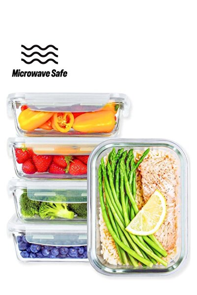 MAHMIR ® |5 Pack, 1040ML (35 OZ) | Glass Meal Prep Containers, Airtight Glass...