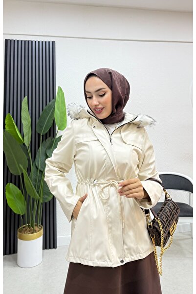 BURCU TESETTÜR Cebi Fermuarlı Beli Bağıcıklı Mont 62633