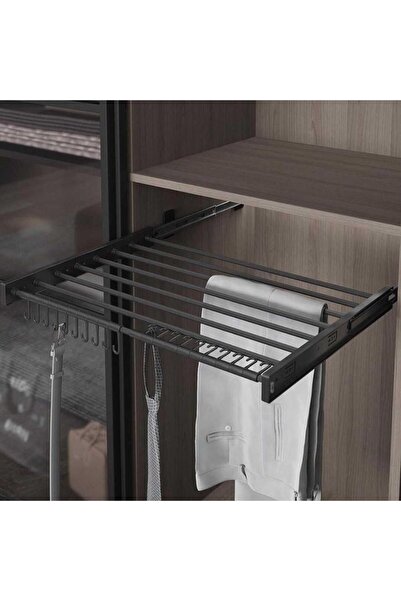 STARAX Plastik Kapaklı Teleskopik Raylı Pantolonluk Antrasit Modül 45cm (S-6302-A)