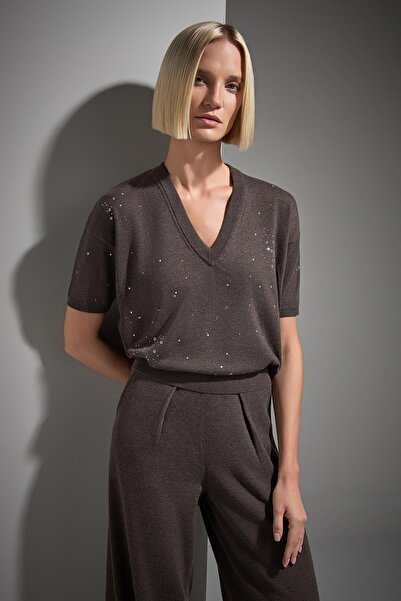 JOIN US Πλεκτό πουλόβερ με λαιμόκοψη V με τύπωμα