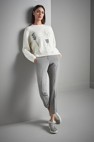 JOIN US Сірий трикотажний светр з детальним візерунком