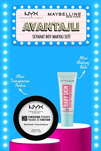 NYX Professional Makeup Sabitleyici Pudra - Translucent Finish 6 g & Babe Skin Makyaj Bazı Mini