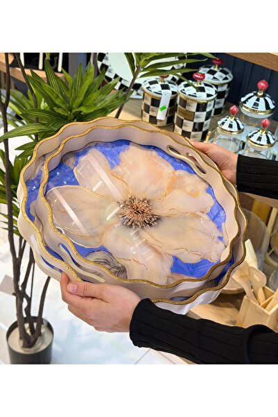 Onedekor 2-Piece Velora Blue Luxury Tray