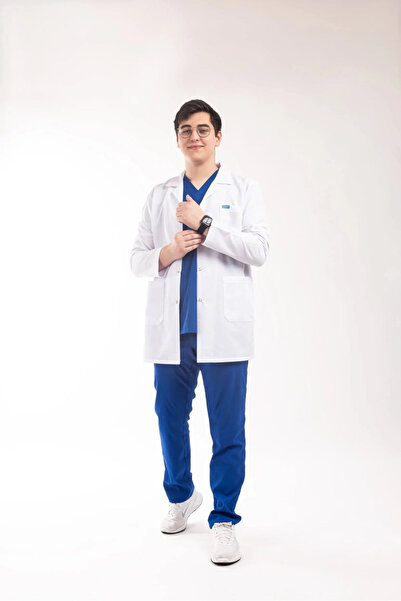 Erkek - Orta Boy, Klasik Yaka, Uzun Kol Beyaz Önlük