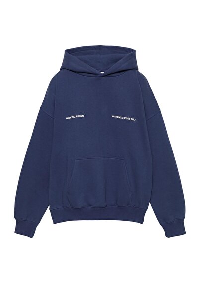 Pull & Bear Blue slogan hoodie