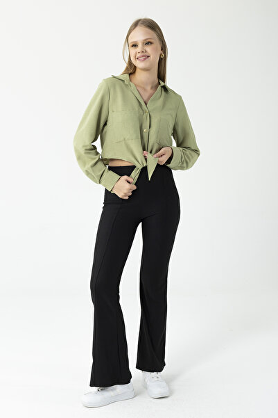 GİYSA Women's Double Pocket Tie Detail Shirt Khaki - 25Y 34142-1