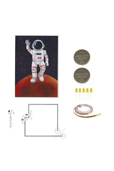 Fapatech Uzay Astronot Fen Bilim Deneyi - Bakır Folyo İletken Bant 5mm LED,CR...
