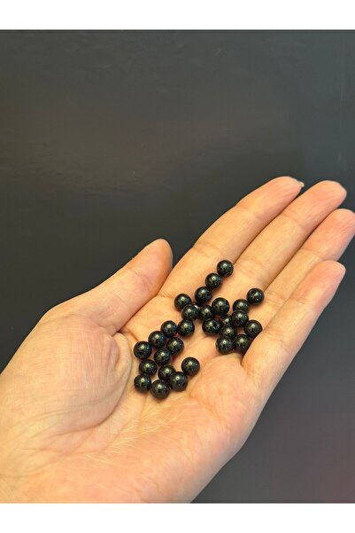 Gönülden Tasarım 28 BUCĂȚI DE MARGELE DE STICLA NEGRĂ CU ORIFICIUL DE 0,5 MM