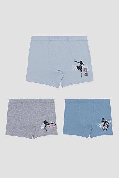 BAYKAR Erkek Çocuk Pamuklu Baskılı Rahat Kesim Likralı Boxer 3'lü Paket 3522 ...