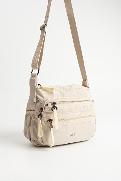 571 Collections Çanta Τσάντα ώμου από ύφασμα πολυαμιδίου με απαλή υφή, εξαιρετικά ελαφριά, εύκαμπτη και αδιάβροχη, μπεζ Μοντέλο: (571-13-14D)