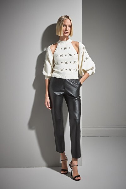 JOIN US Χειροποίητη πλεκτή ζακέτα με πέτρα